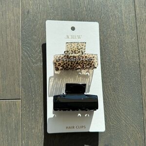 J. Crew Leopard Print and Black Hair Clips